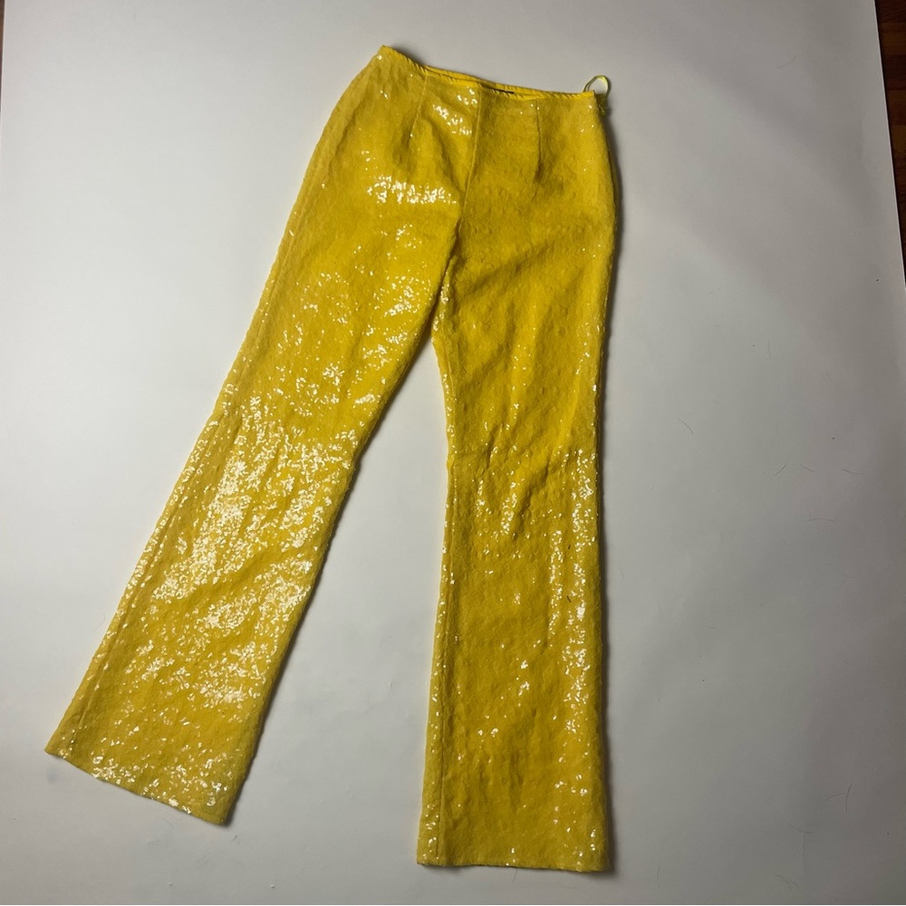 Yellow sequin trousers
